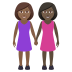 👩🏾‍🤝‍👩🏿 women holding hands: medium-dark skin tone, dark skin tone display on JoyPixels